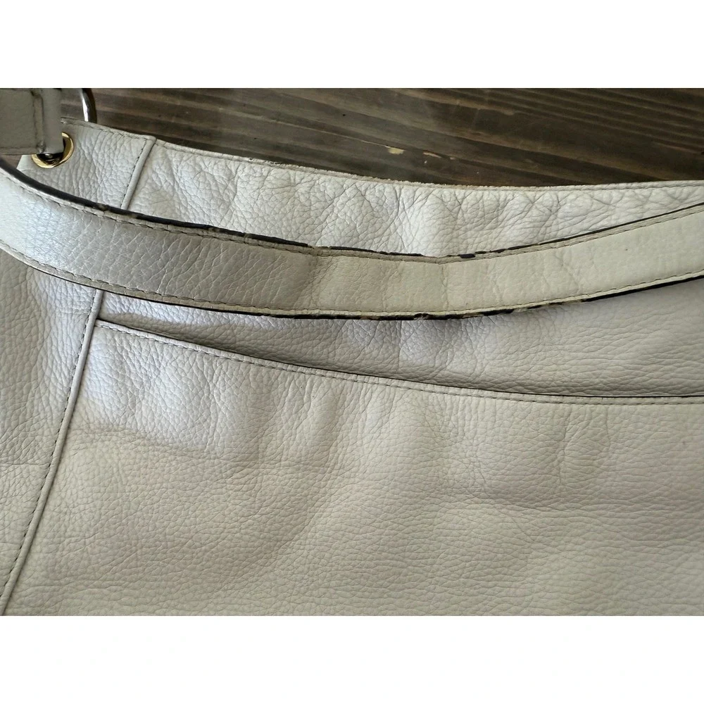 Michael Kors Beige Leather Hobo‎ Bag Gold Hardware Designer Purse Shoulder Bag